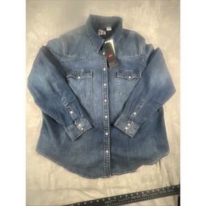 Levi's Men Barstow Classic Western Denim Pearl Snap Button Casual Dress Shirt2XL